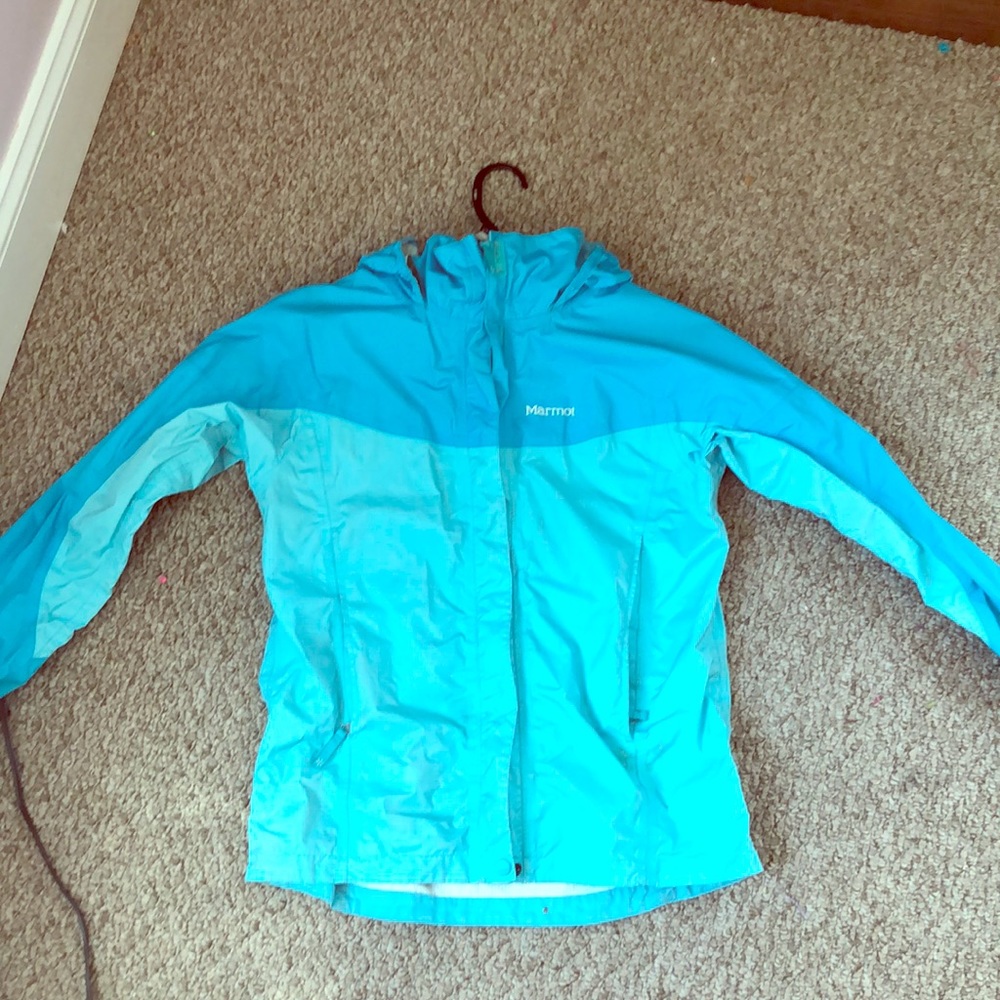 Girls XL blue two toned Marmot rain jacket